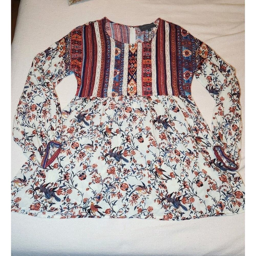 Anthropologie Sunday‎ in Brooklyn Dress Sz L, Floral Tunic, Boho